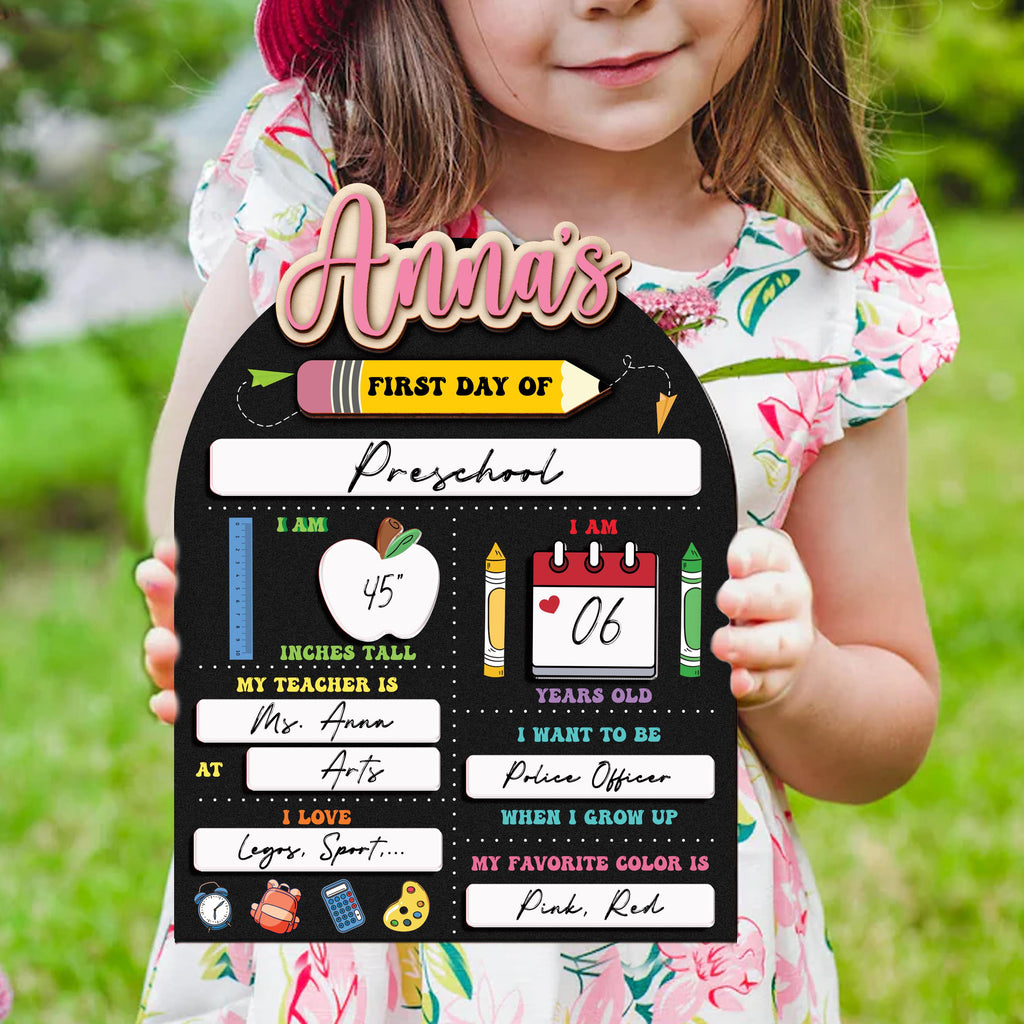 Personalized  First Day of School Interchangeable Sign