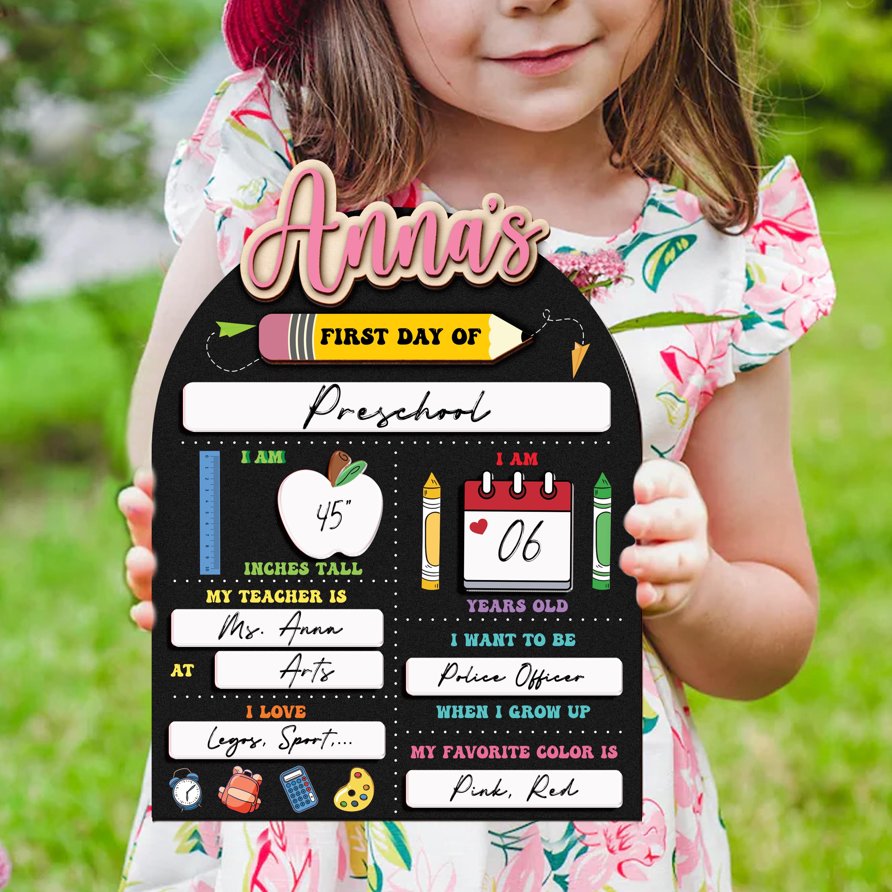 Personalized  First Day of School Interchangeable Sign