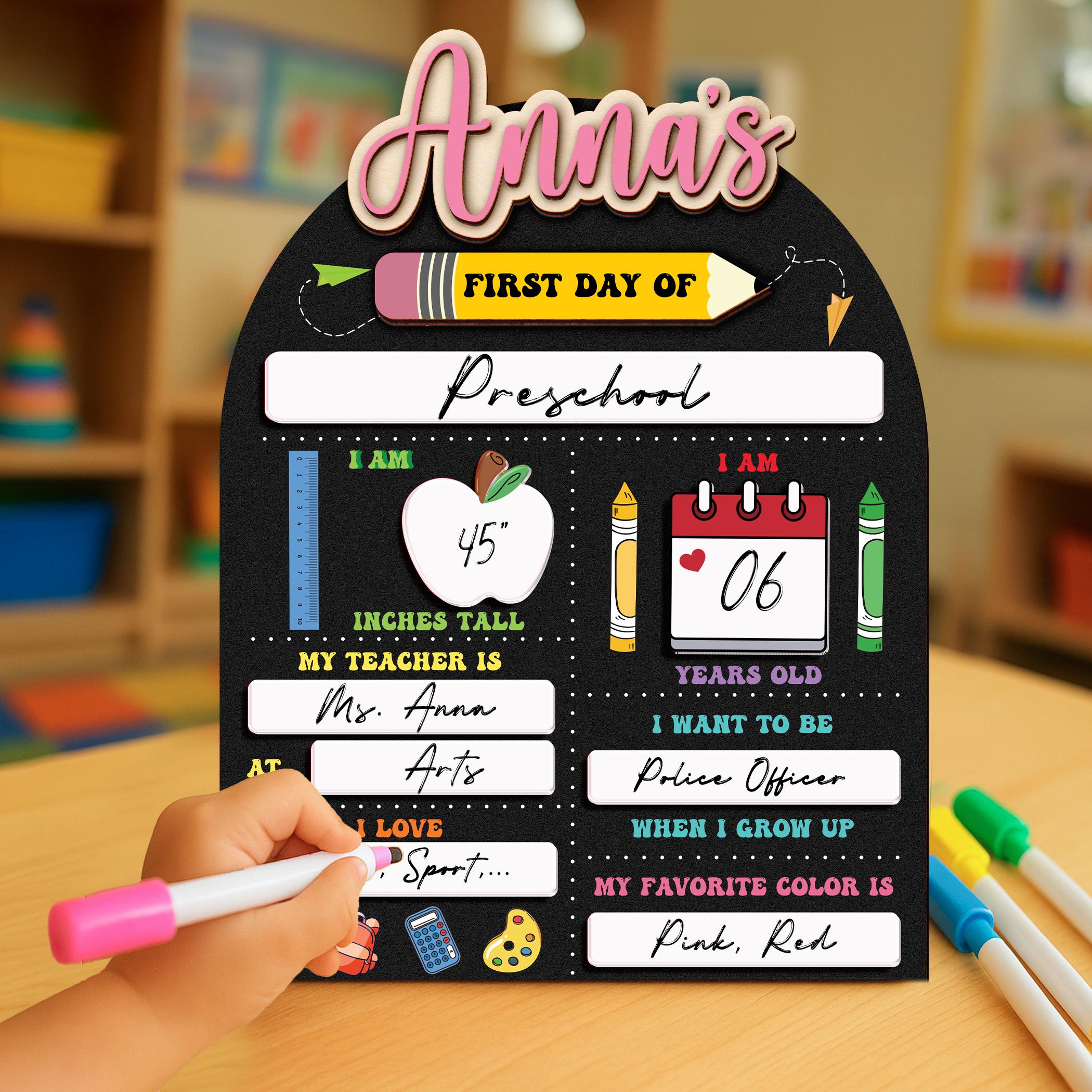 Personalized  First Day of School Interchangeable Sign