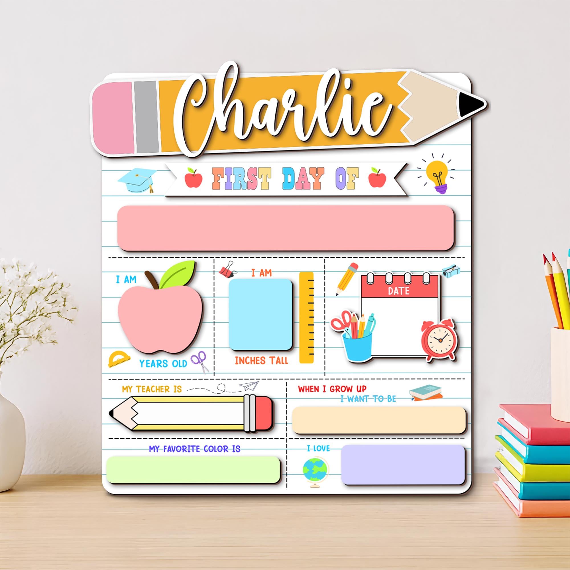 Personalized First Day of School Sign